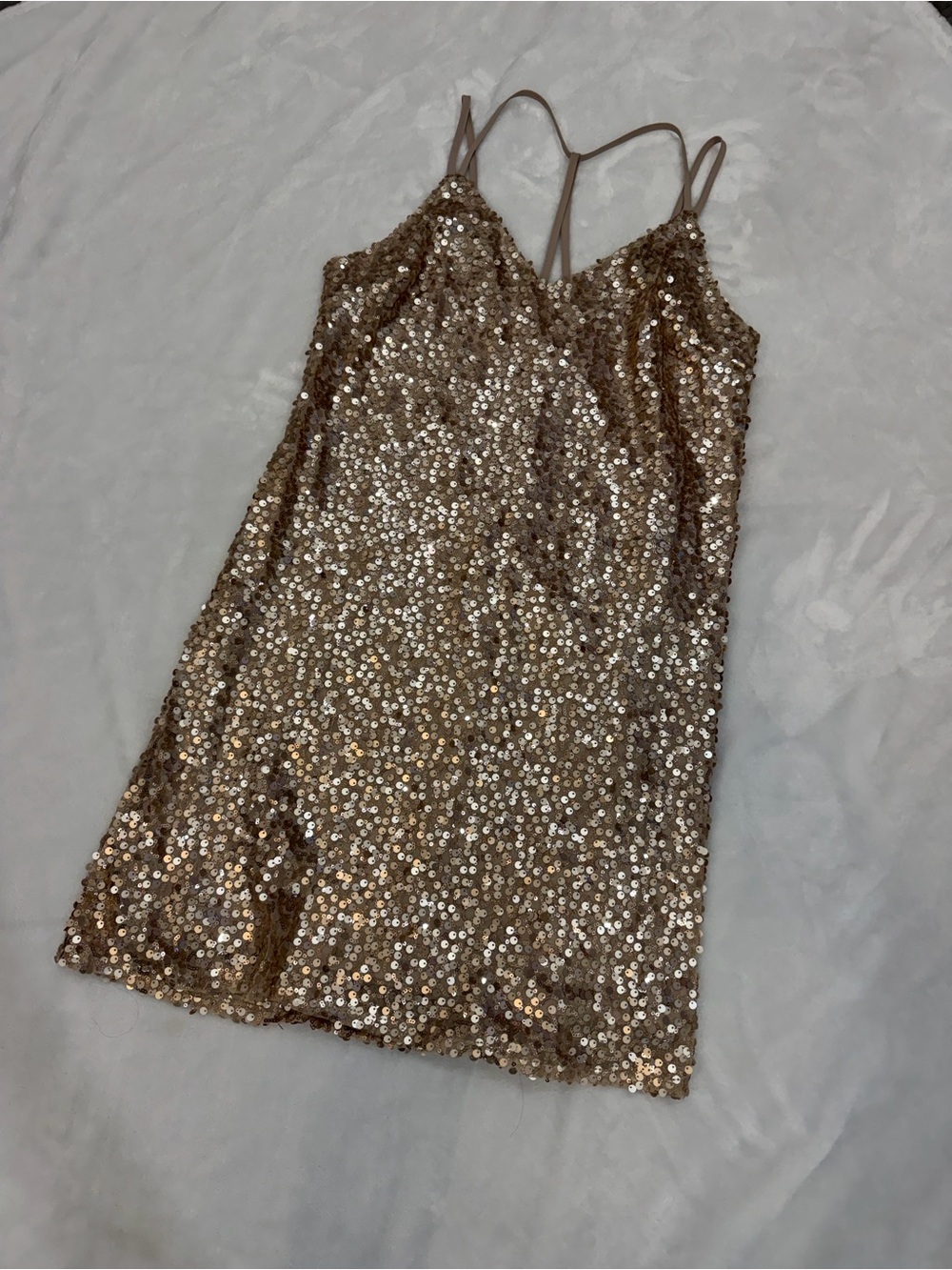 Xhilaration Gold Sequin Mini Slip Dress